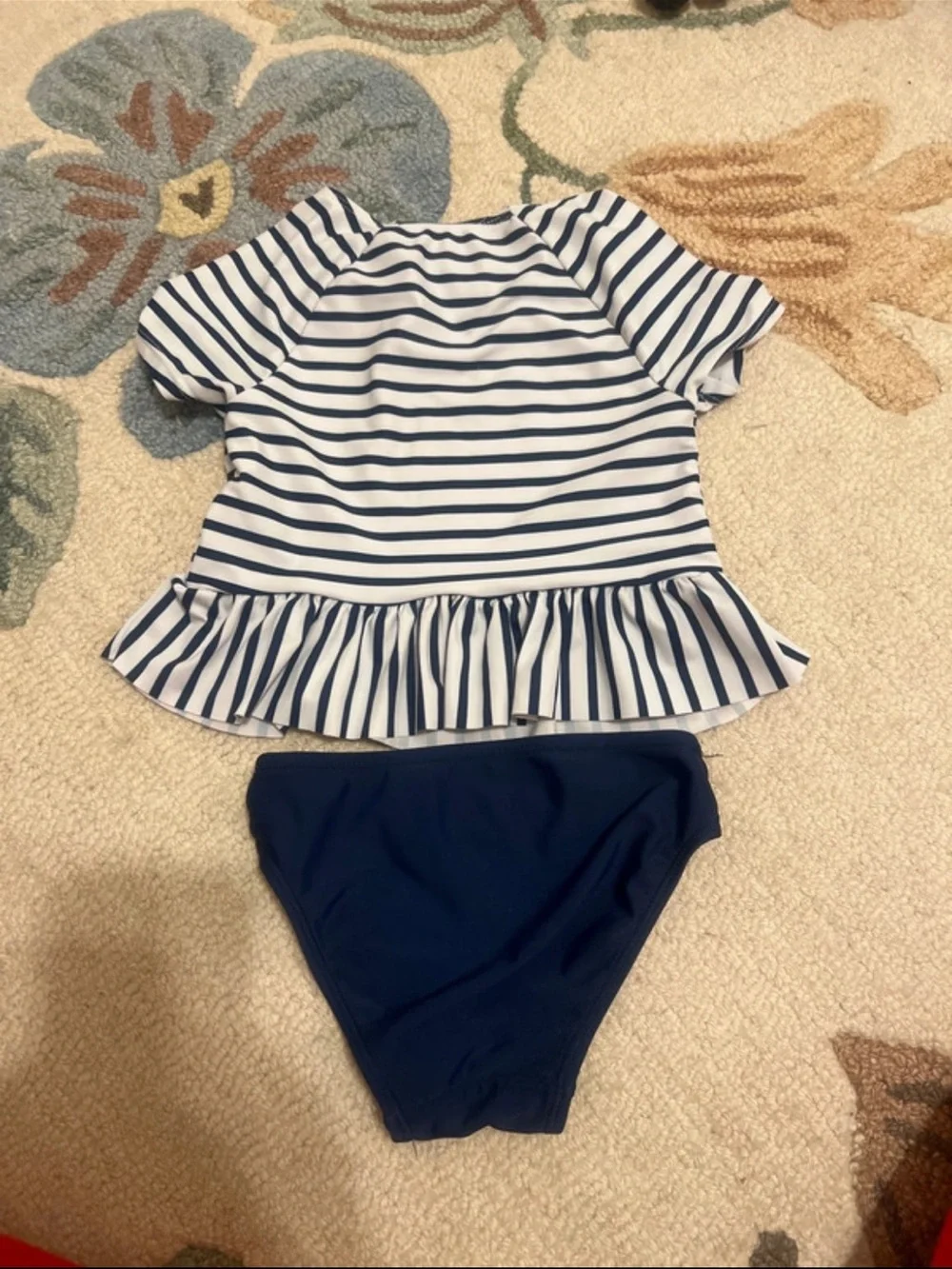 Disney Minnie Mouse Navy, White & Red Striped Girls' Swim Set